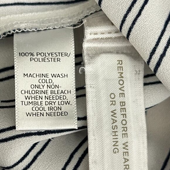 LOFT Roll Tab Sleeve Flowy Striped Blouse Women's Size Medium Petite - Picture 4 of 6